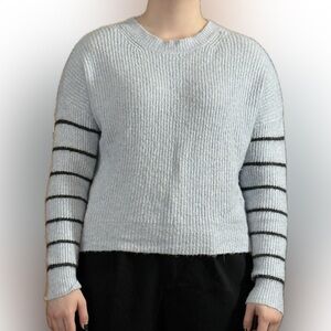 Cozy Light Gray Striped Sweater